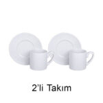 Beyaz Porselen Türk Kahvesi Fincanı - 2'li Set