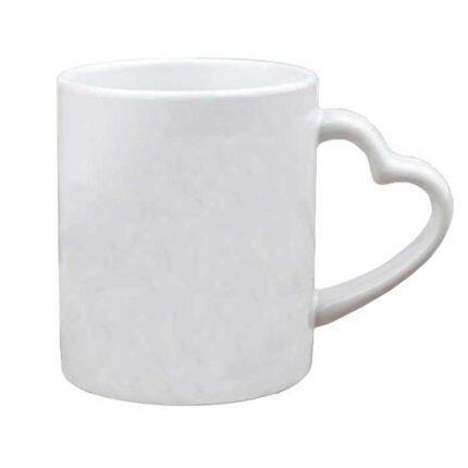 Kalp Kulplu Porselen Beyaz Kupa