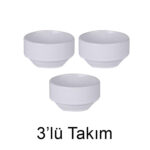 Porselen Beyaz Kase - 3'lü Paket