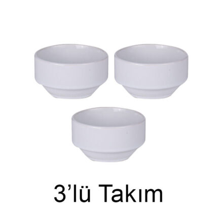 Porselen Beyaz Kase - 3'lü Paket