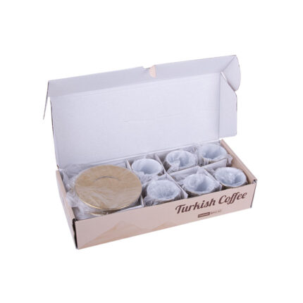 T Kulplu Türk Kahvesi Fincan Takımı - 6'lı Aynalı Gold