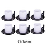 T Kulplu Türk Kahvesi Fincan Takımı - 6'lı Siyah Takım