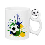 Futbol Toplu Porselen Beyaz Kupa Bardak