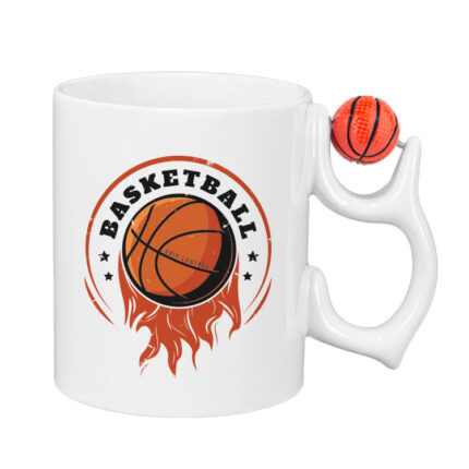 Basketbol Toplu Porselen Beyaz Kupa Bardak