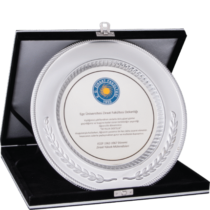 Metal Gümüş Plaket Tabak - 25cm