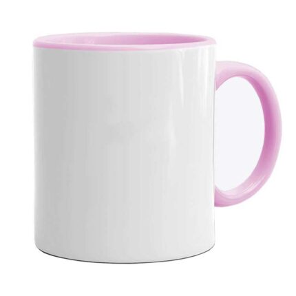 Porselen İçi Ve Kulpu Pembe Kupa Bardak