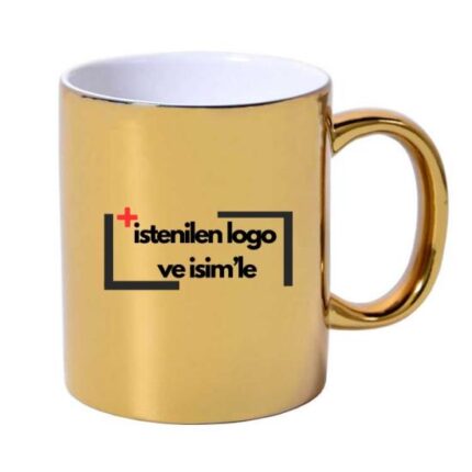 Aynalı Gold - Altın Metalik Kupa Bardak