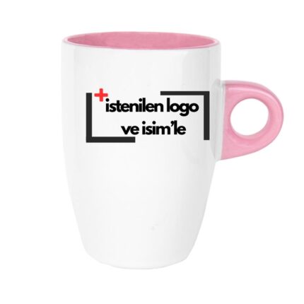 Porselen Pembe Latte Kupa Bardak
