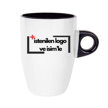 Porselen Siyah Latte Kupa Bardak