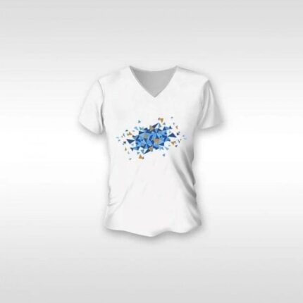 Beyaz V Yaka Pamuk-Polyester Tişört