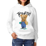 Kapşonlu Cepsiz Beyaz Sweatshirt