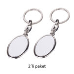 Oval Tek Taraflı Metal Anahtarlık - 2'li Paket